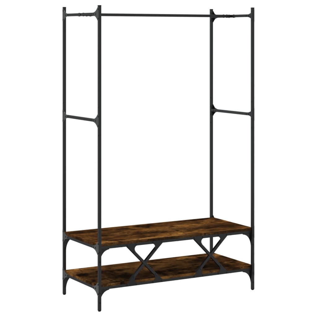 Appendiabiti con Scaffali Rovere Fumo in Legno Multistrato