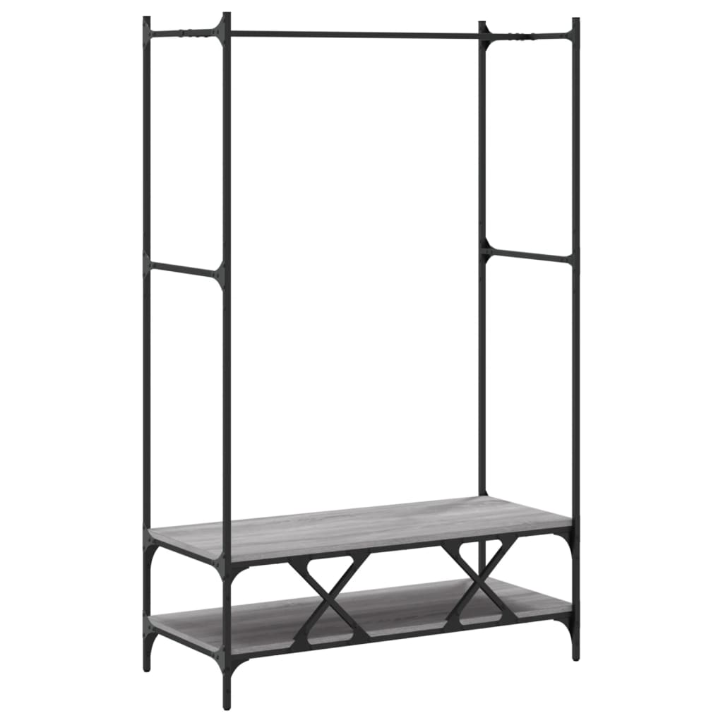 Appendiabiti con Scaffali Grigio Sonoma in Legno Multistrato