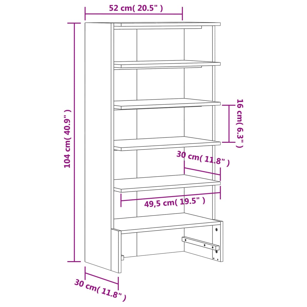 Scarpiera Marrone Cera 52x30x104 cm Legno Massello di Pino