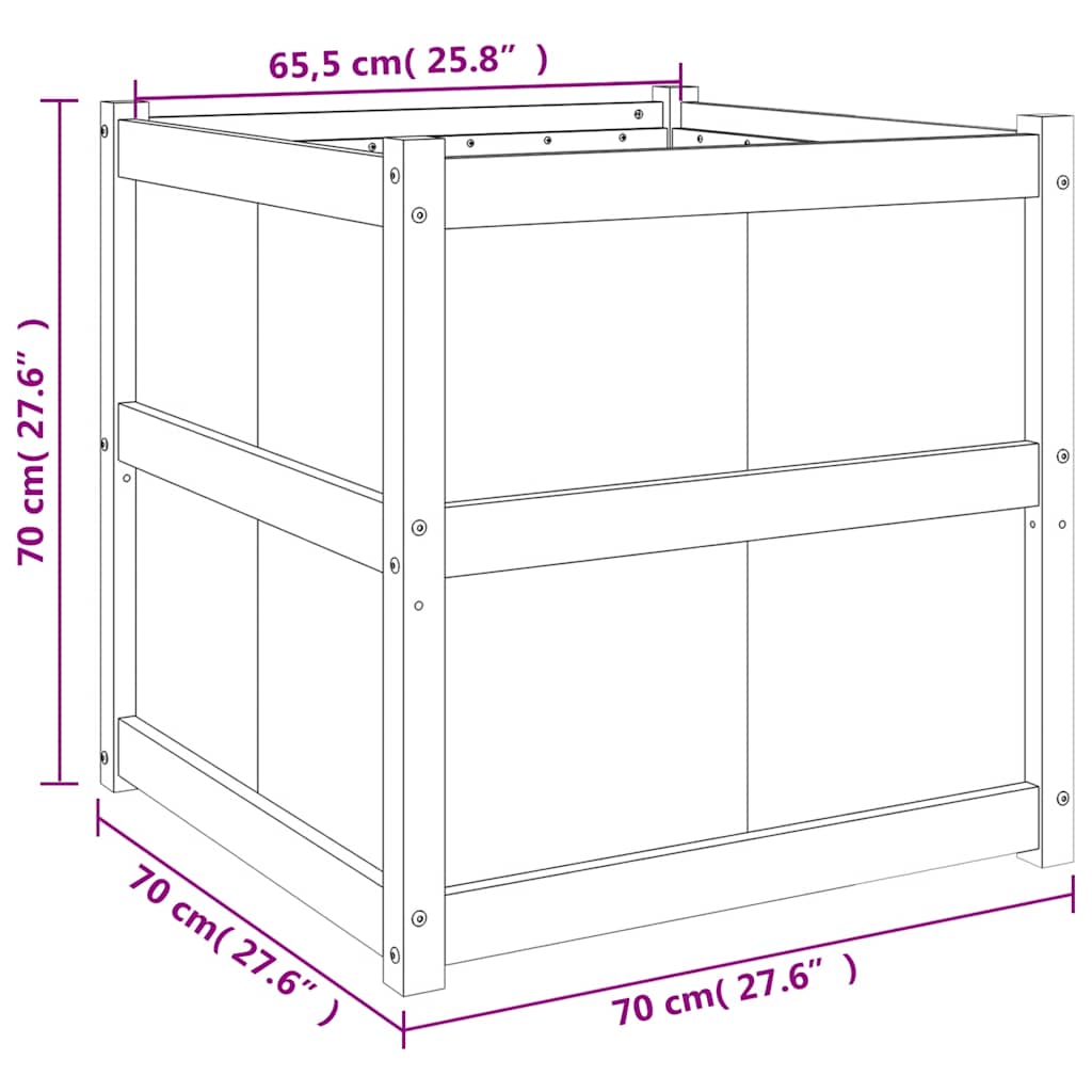 Fioriera da Giardino Bianca 70x70x70 cm Legno Massello di Pino