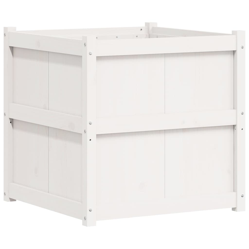 Fioriera da Giardino Bianca 70x70x70 cm Legno Massello di Pino