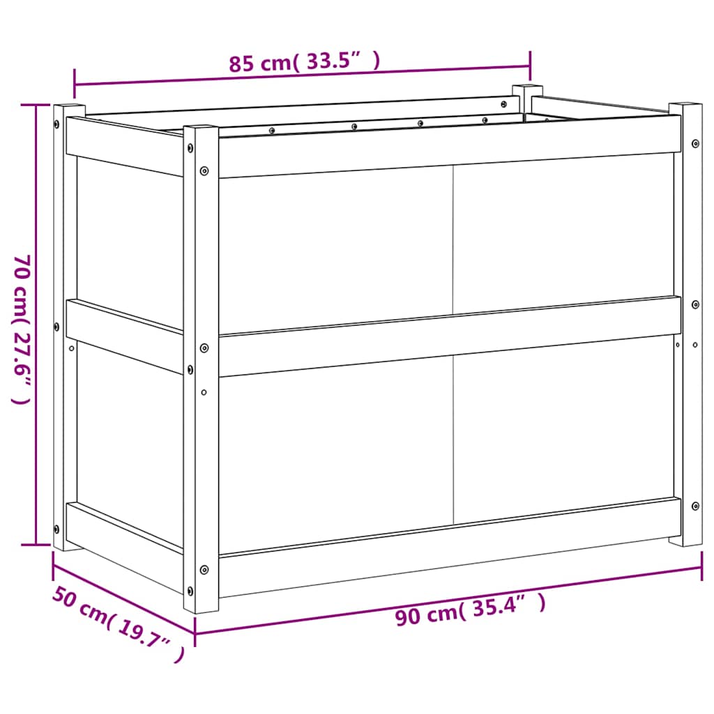 Fioriera Giardino Marrone Cera 90x50x70 cm Legno Massello Pino