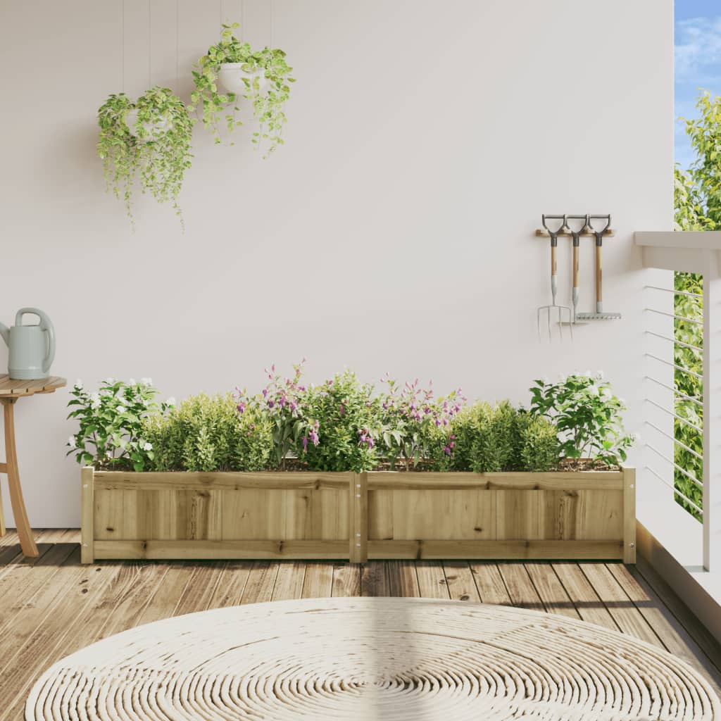 Fioriera da Giardino in Legno di Pino 180 x 31 x 31 cm
