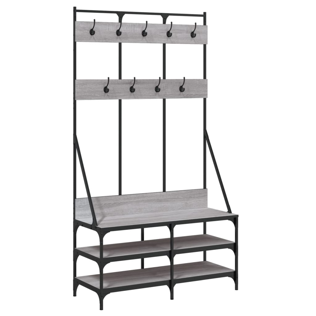 Appendiabiti con Porta Scarpe Grigio Sonoma 100x40x184 cm