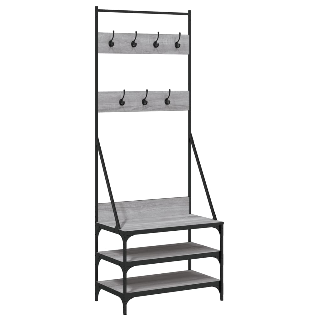 Appendiabiti con Porta Scarpe Grigio Sonoma 70x40x184 cm