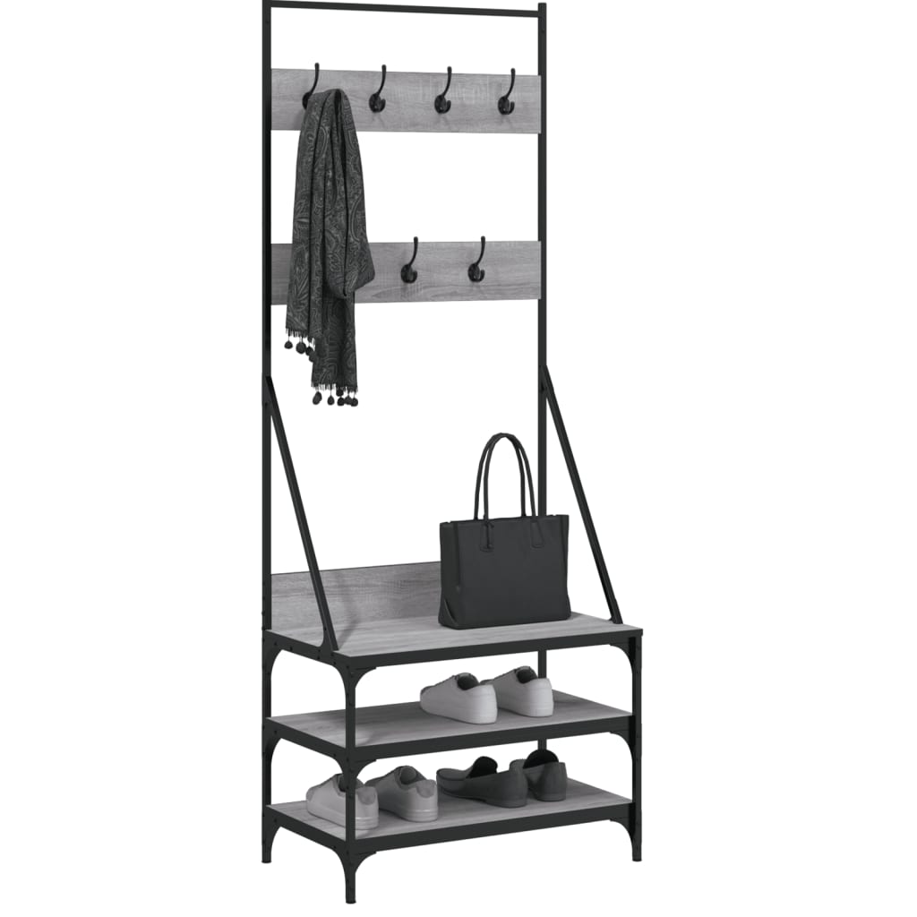 Appendiabiti con Porta Scarpe Grigio Sonoma 70x40x184 cm