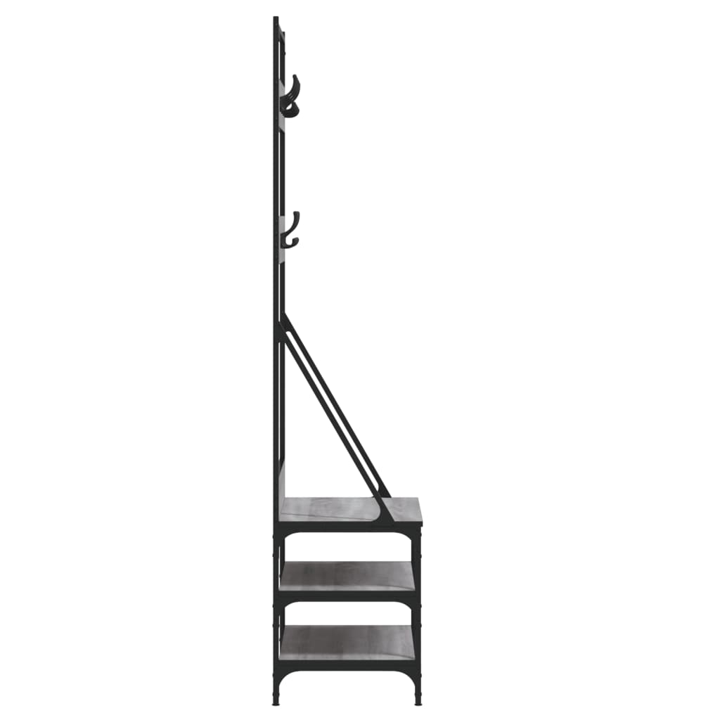 Appendiabiti con Porta Scarpe Grigio Sonoma 70x40x184 cm