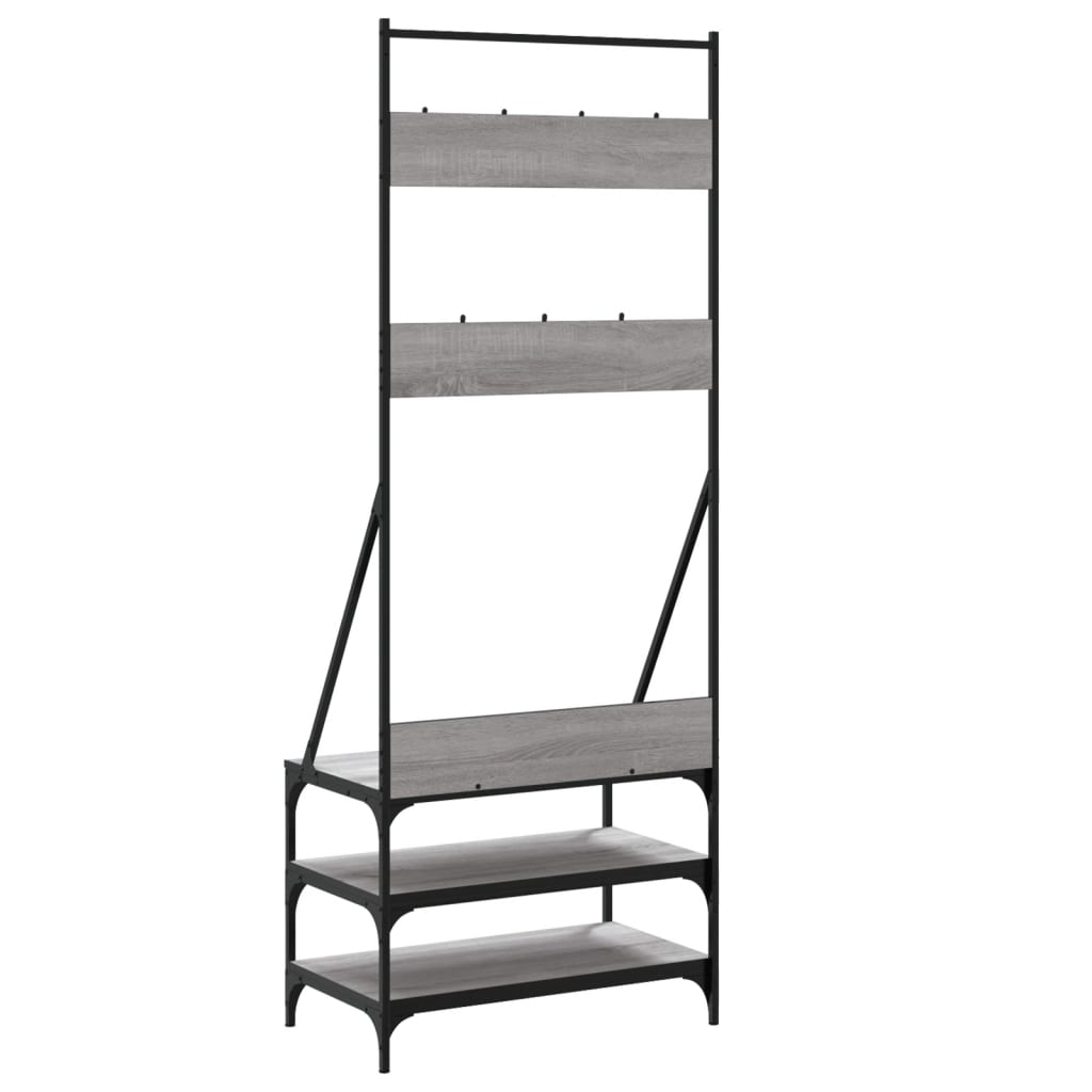 Appendiabiti con Porta Scarpe Grigio Sonoma 70x40x184 cm