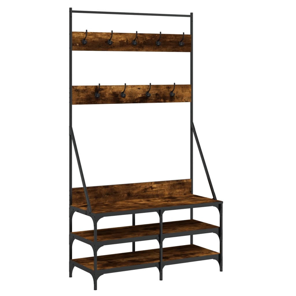 Appendiabiti con Porta Scarpe Rovere Fumo 100x40x184 cm