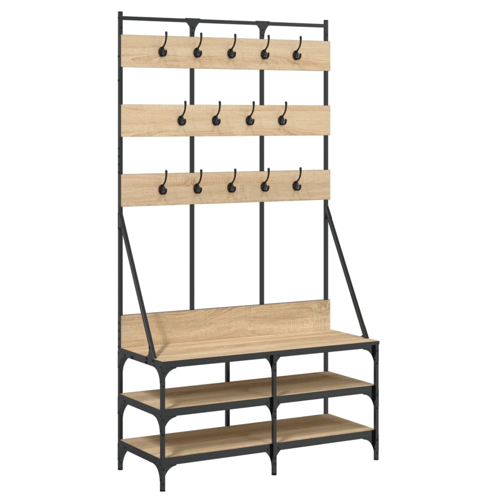 Appendiabiti con Porta Scarpe Rovere Sonoma 100x40x184 cm