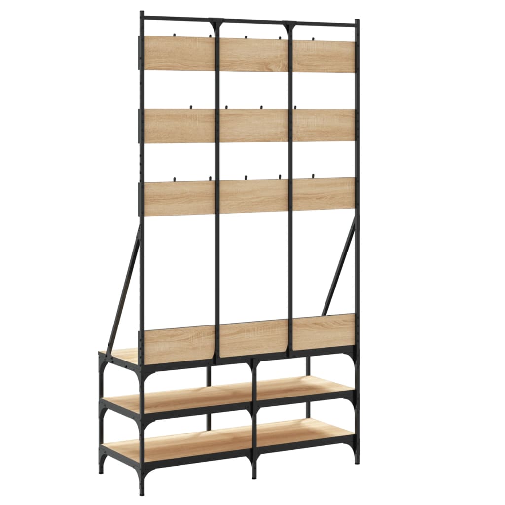 Appendiabiti con Porta Scarpe Rovere Sonoma 100x40x184 cm
