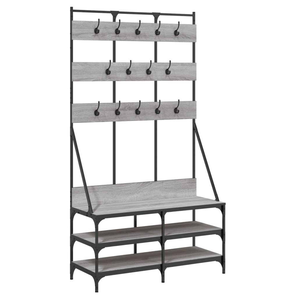 Appendiabiti con Porta Scarpe Grigio Sonoma 100x40x184 cm