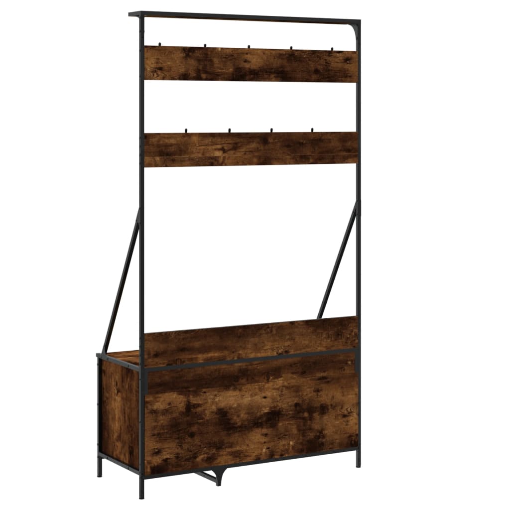 Appendiabiti con Porta Scarpe Rovere Fumo 100x41x184 cm