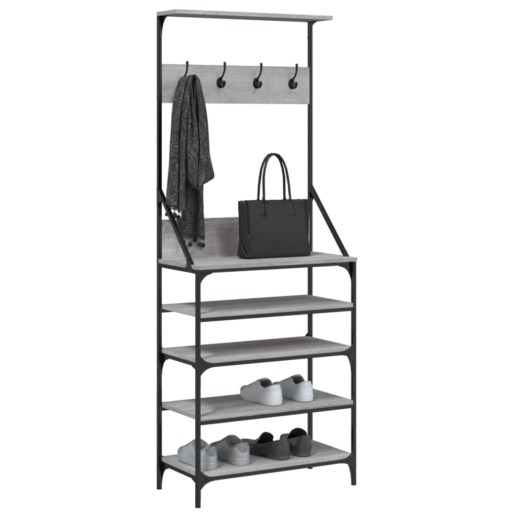 Appendiabiti con Porta Scarpe Grigio Sonoma 70x34x184 cm