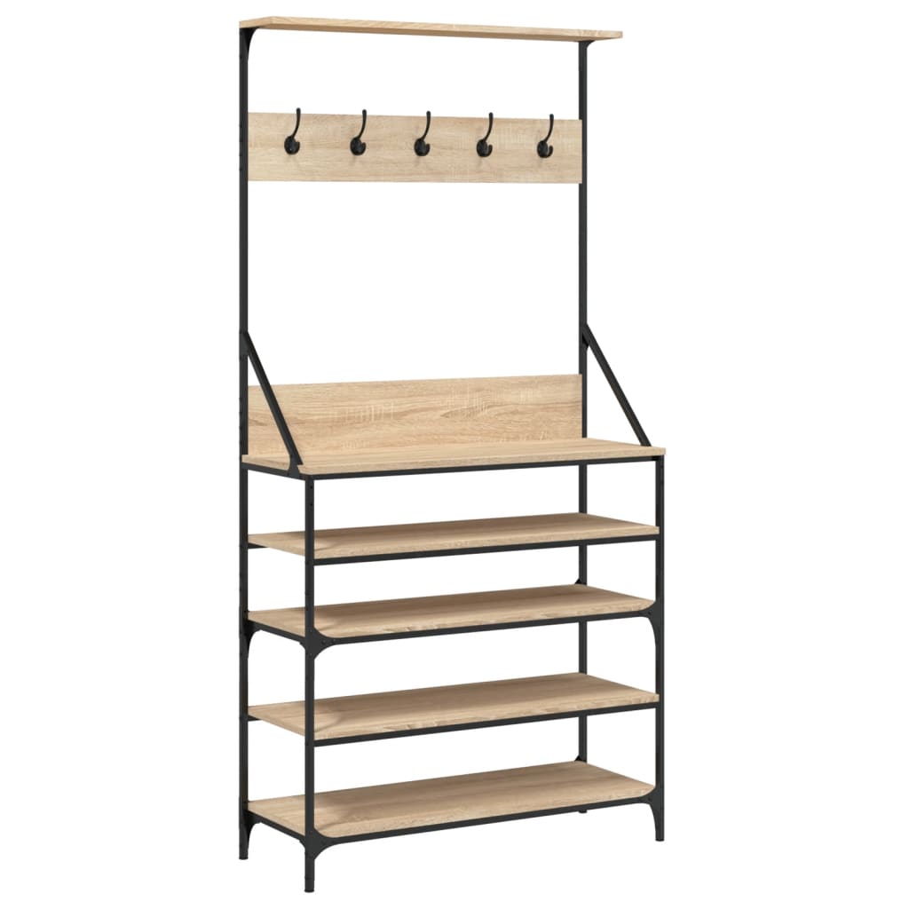 Appendiabiti con Porta Scarpe Rovere Sonoma 90x34x184 cm