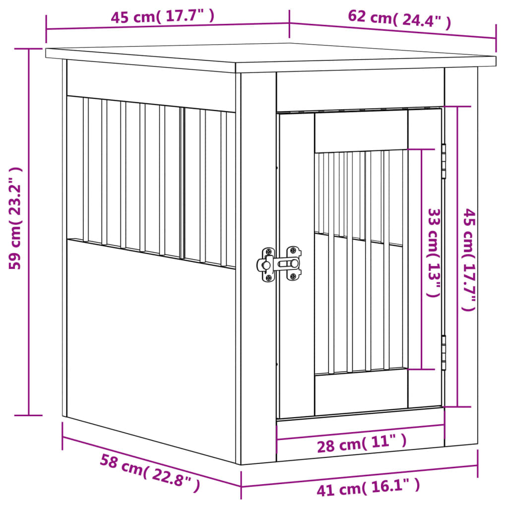 Gabbia Cani da Arredamento Rovere Sonoma 45x62x59cm Multistrato