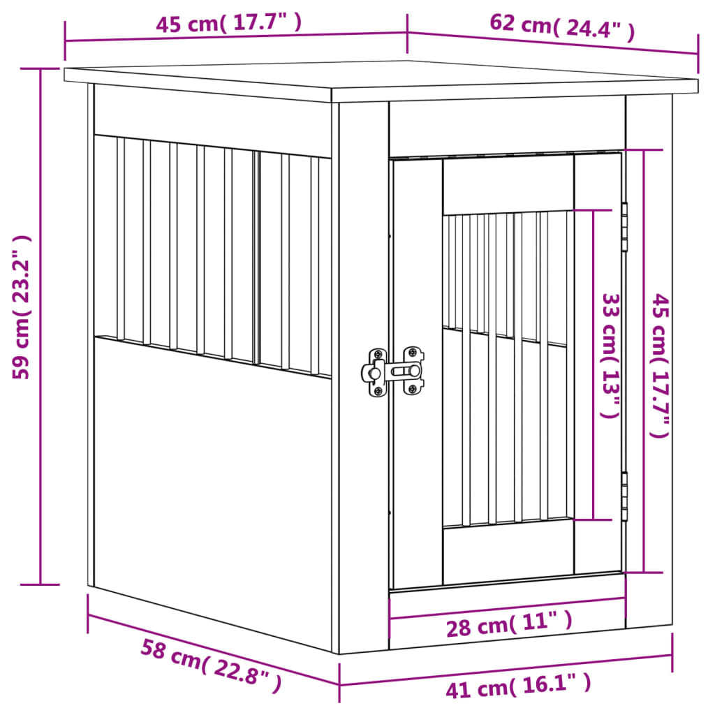 Gabbia Cani da Arredamento Rovere Fumo 45x62x59cm Multistrato