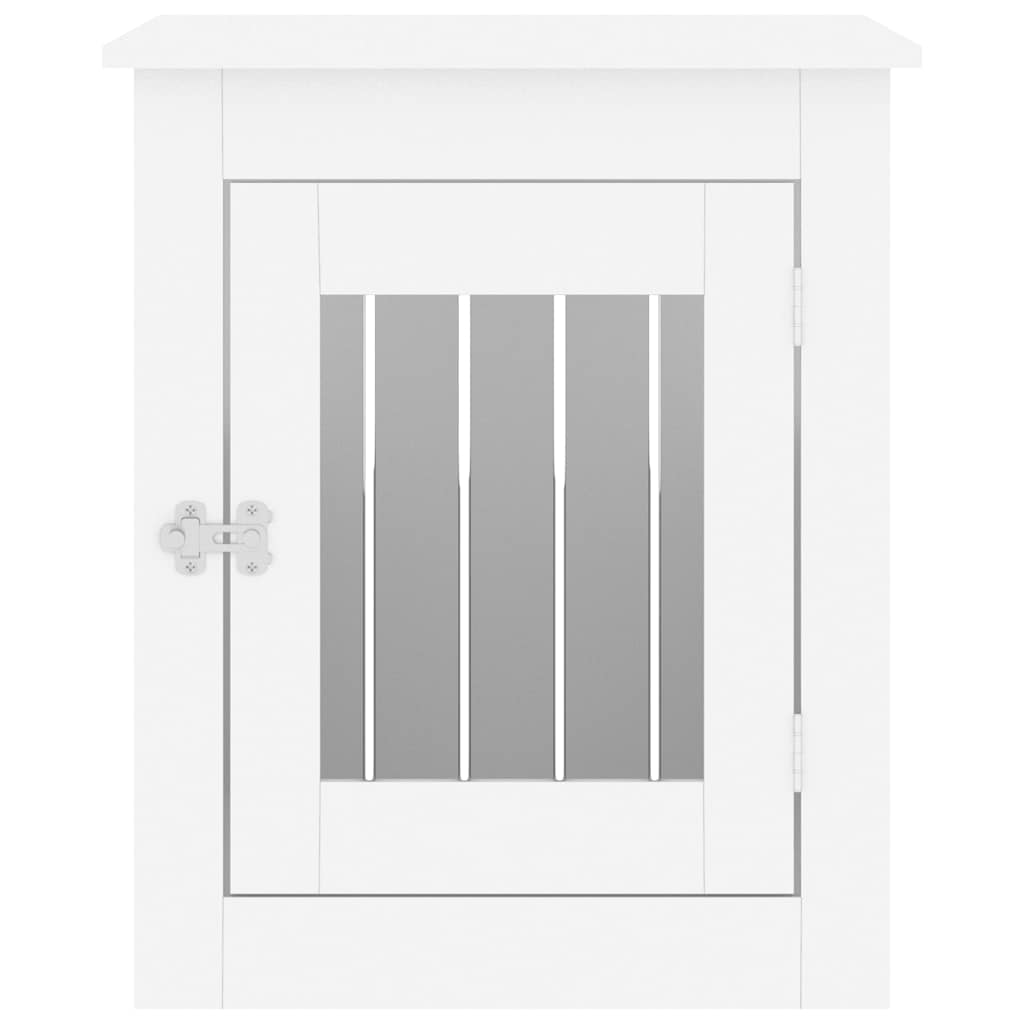 Gabbia Cani da Arredamento Bianca 55x75x65cm Legno Multistrato