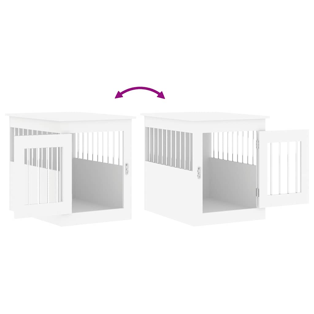 Gabbia Cani da Arredamento Bianca 55x75x65cm Legno Multistrato