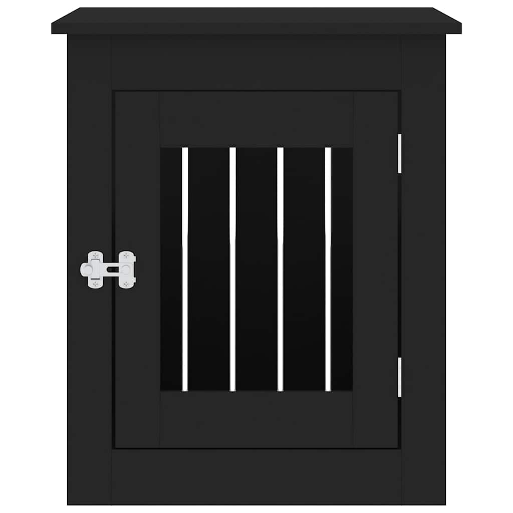 Gabbia Cani da Arredamento Nera 55x75x65cm Legno Multistrato