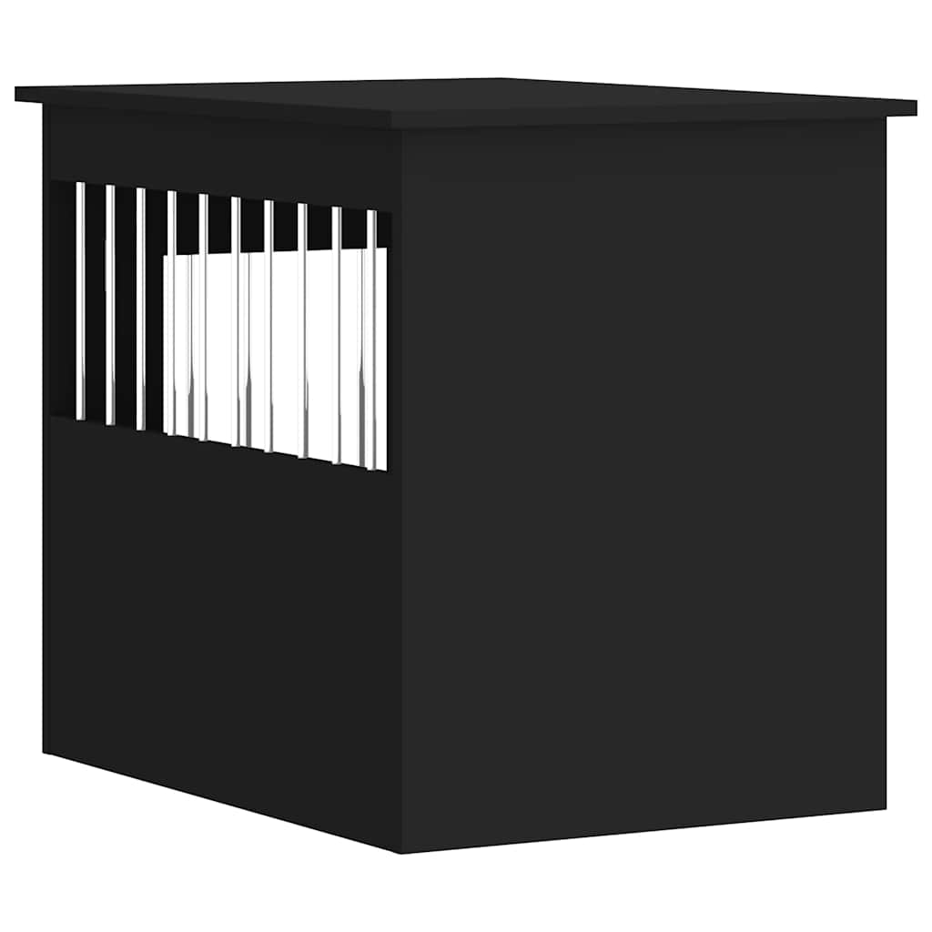 Gabbia Cani da Arredamento Nera 55x75x65cm Legno Multistrato