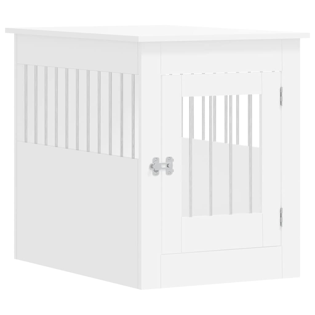 Gabbia Cani da Arredamento Bianca 55x80x68cm Legno Multistrato