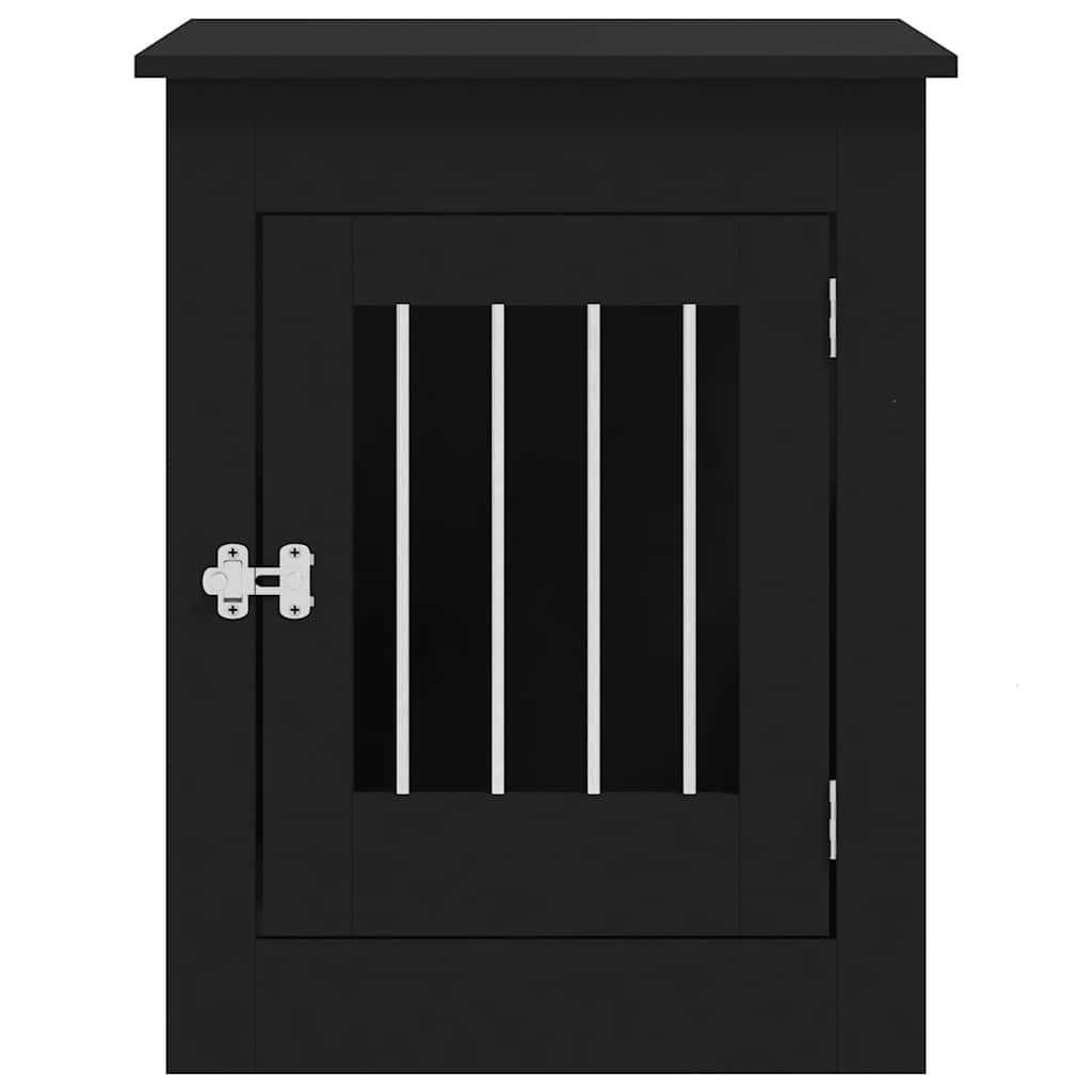 Gabbia Cani da Arredamento Nera 55x80x68cm Legno Multistrato