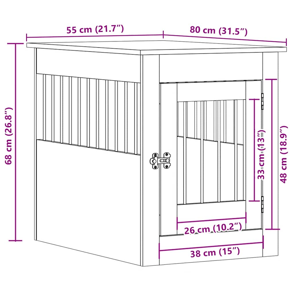 Gabbia Cani Arredamento Rovere Marrone 55x80x68cm Multistrato