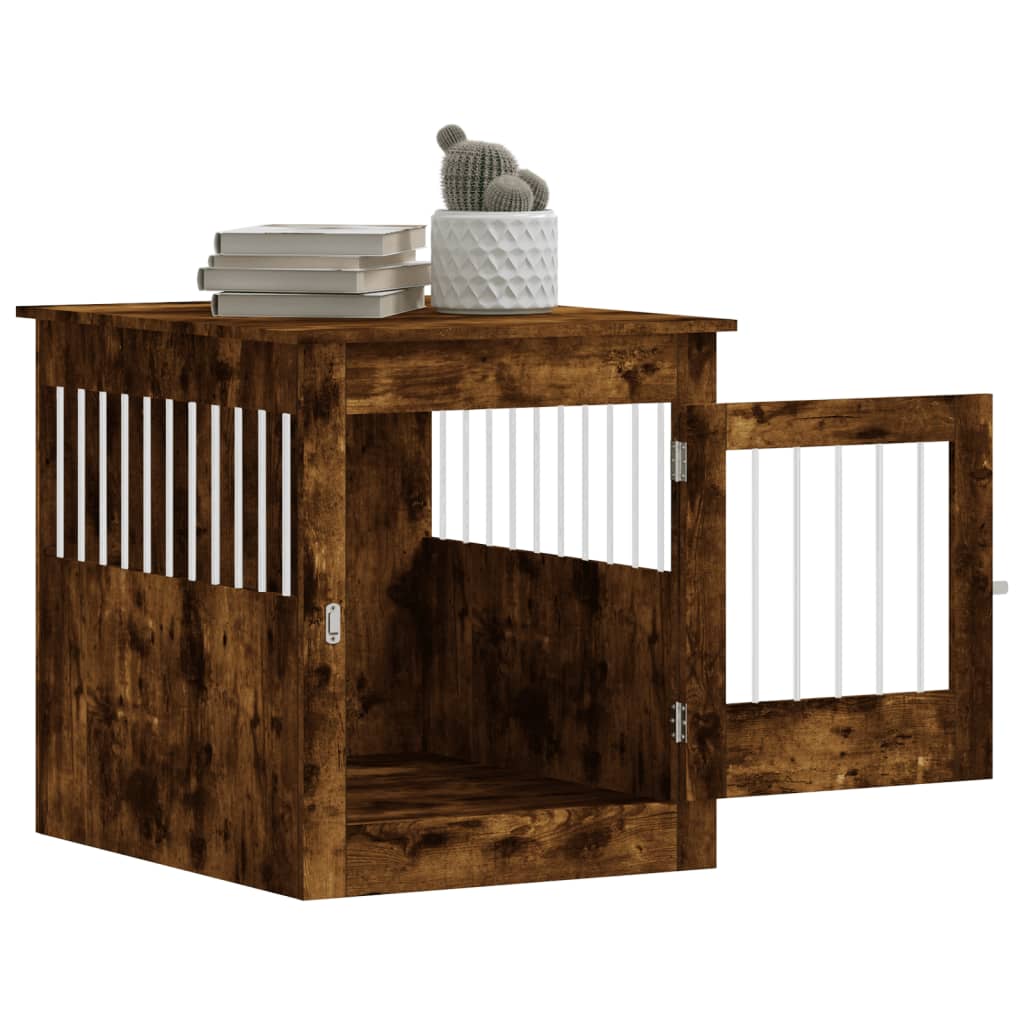 Gabbia Cani da Arredamento Rovere Fumo 64,5x80x71cm Multistrato