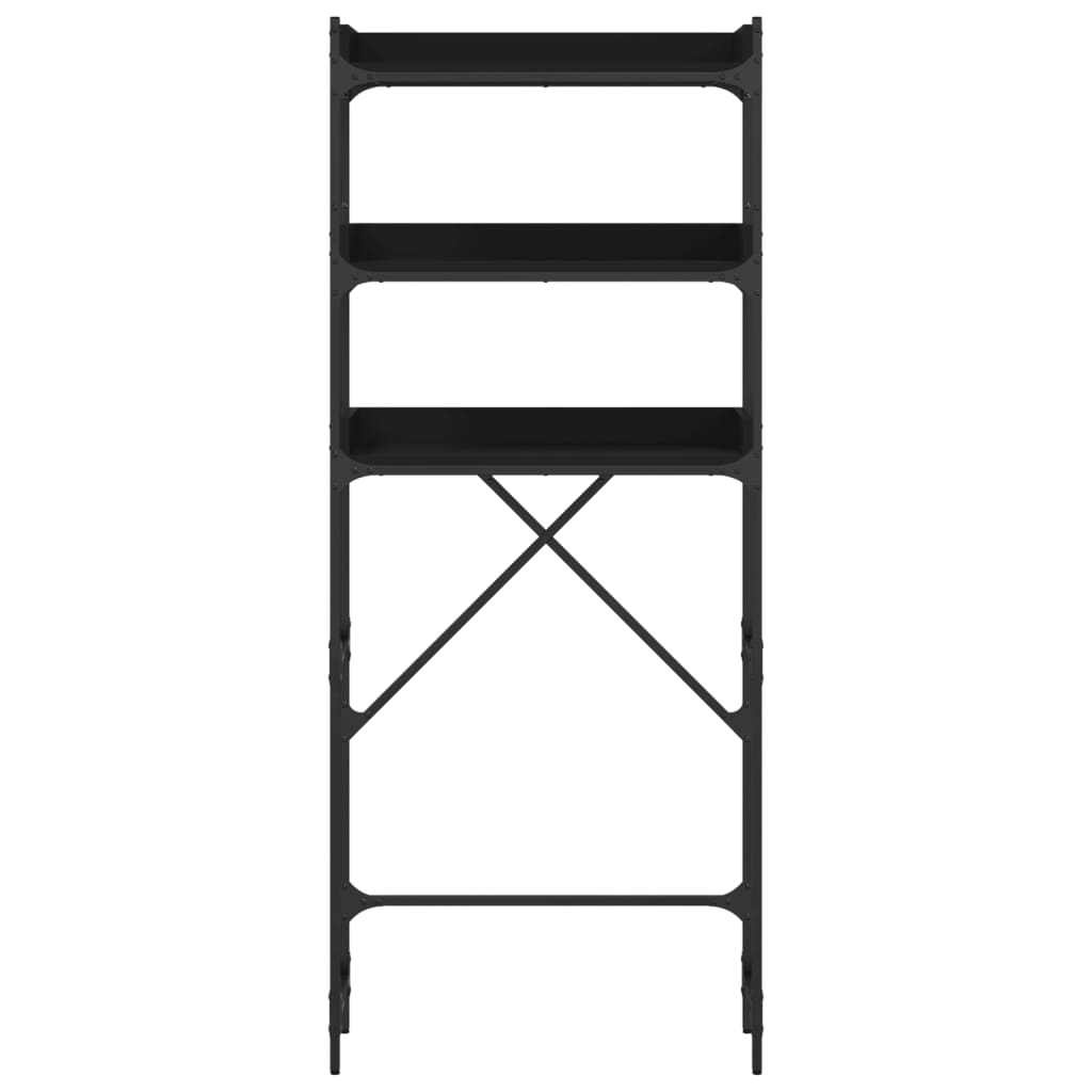 Scaffale per Lavatrice Nero 67x25x163 cm in Legno Multistrato