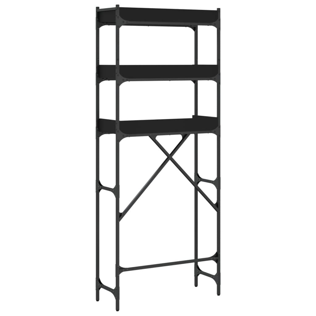 Scaffale per Lavatrice Nero 67x25x163 cm in Legno Multistrato