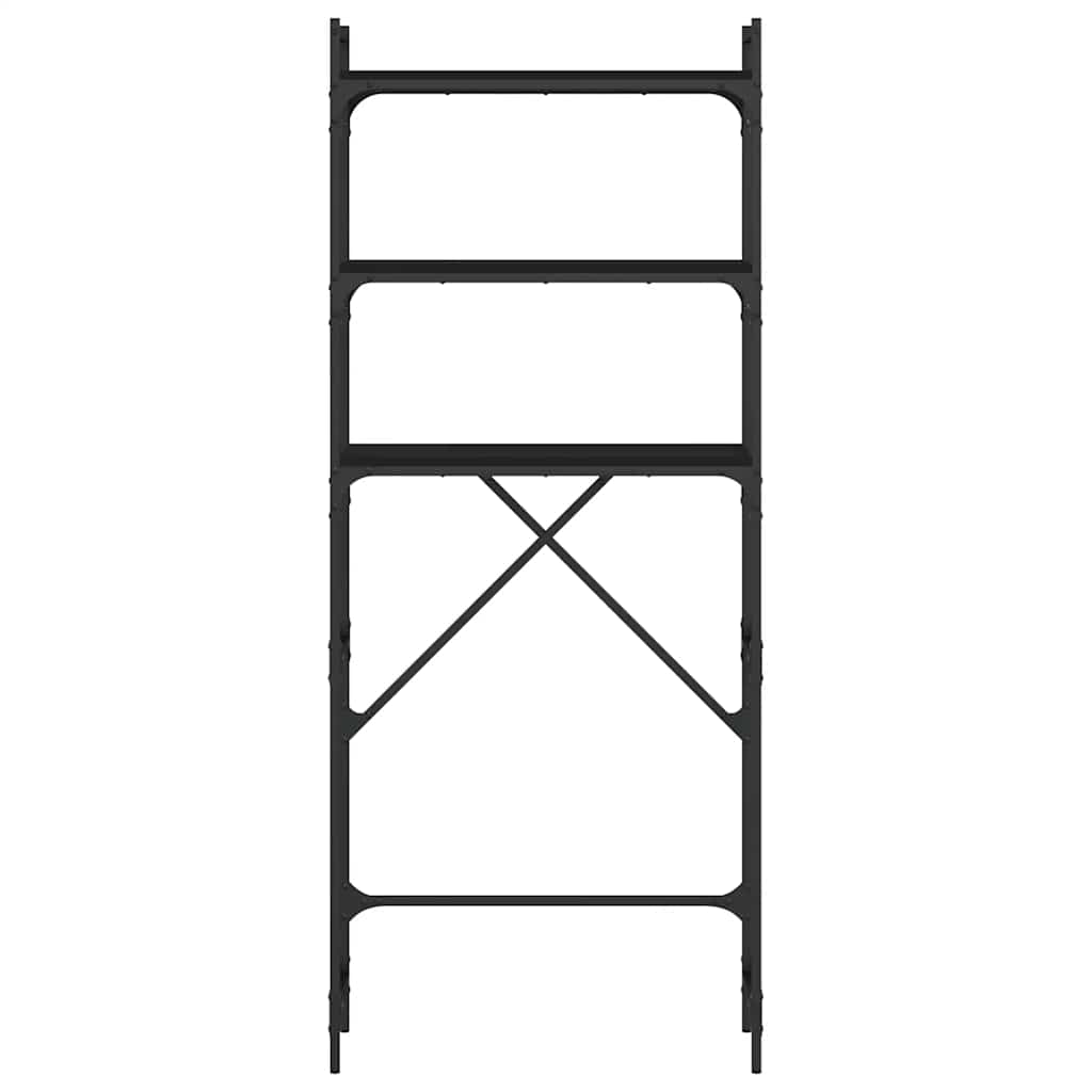 Scaffale per Lavatrice Nero 67x25x163 cm in Legno Multistrato