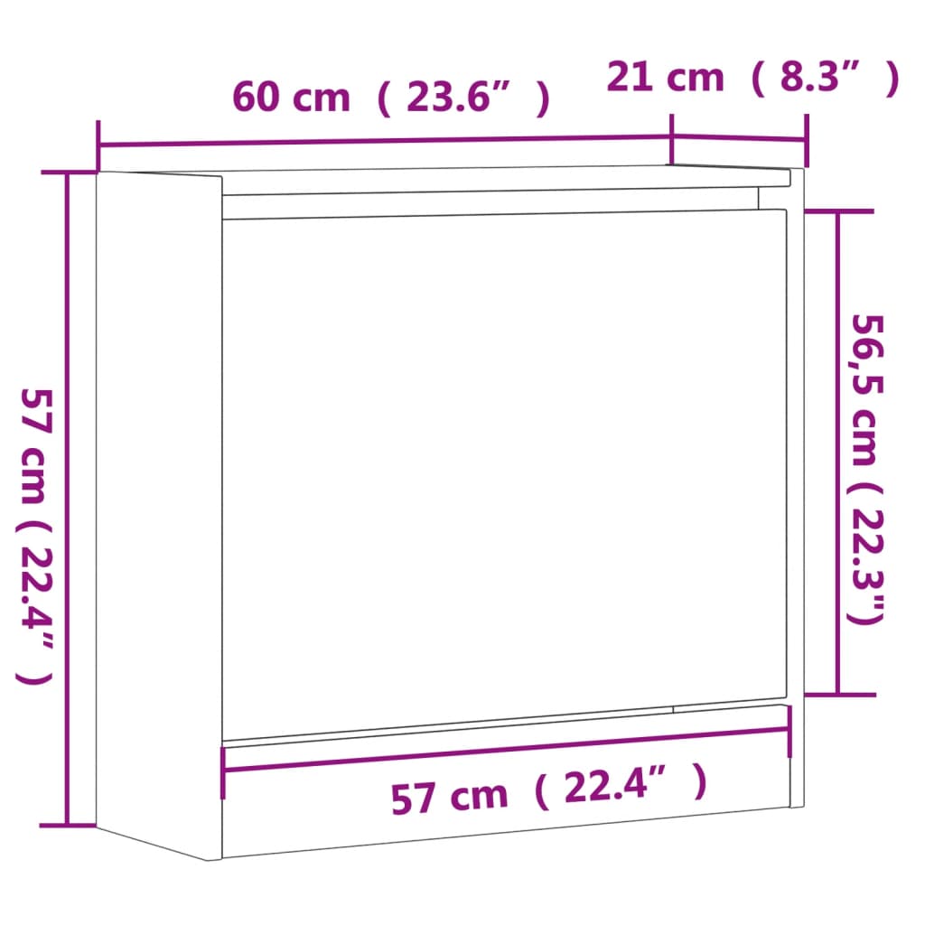 Scarpiera Rovere Sonoma 60x21x57 cm in Legno Multistrato