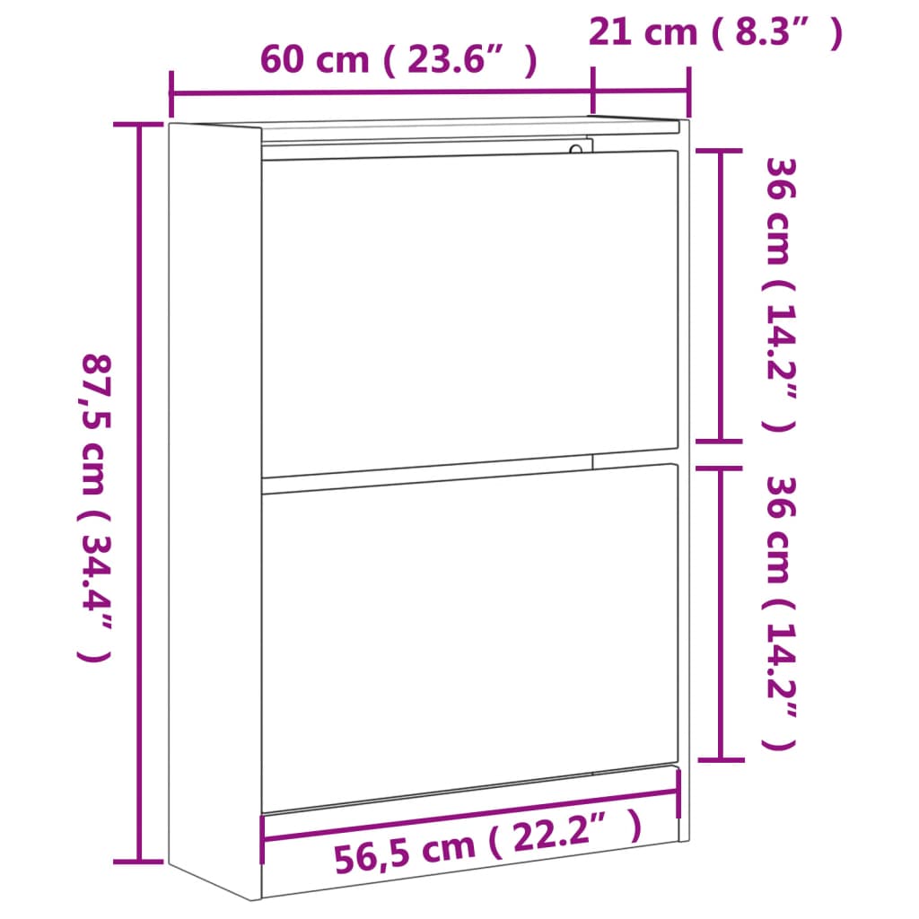Scarpiera Rovere Sonoma 60x21x87,5 cm in Legno Multistrato
