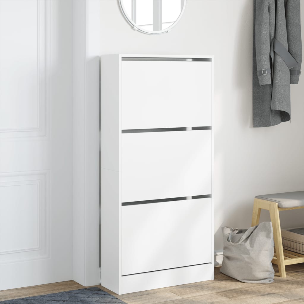 Scarpiera Bianca 60x21x125,5 cm in Legno Multistrato