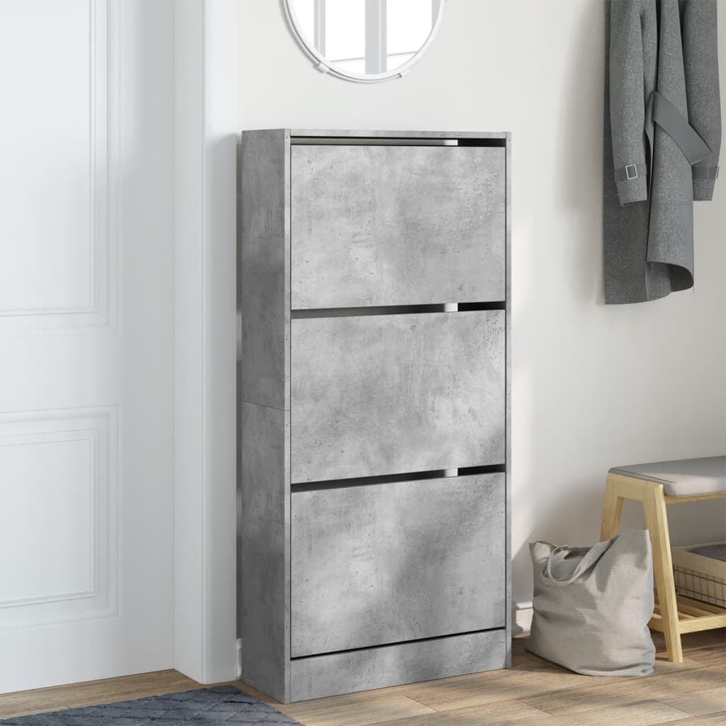 Scarpiera Grigio Cemento 60x21x125,5 cm in Legno Multistrato