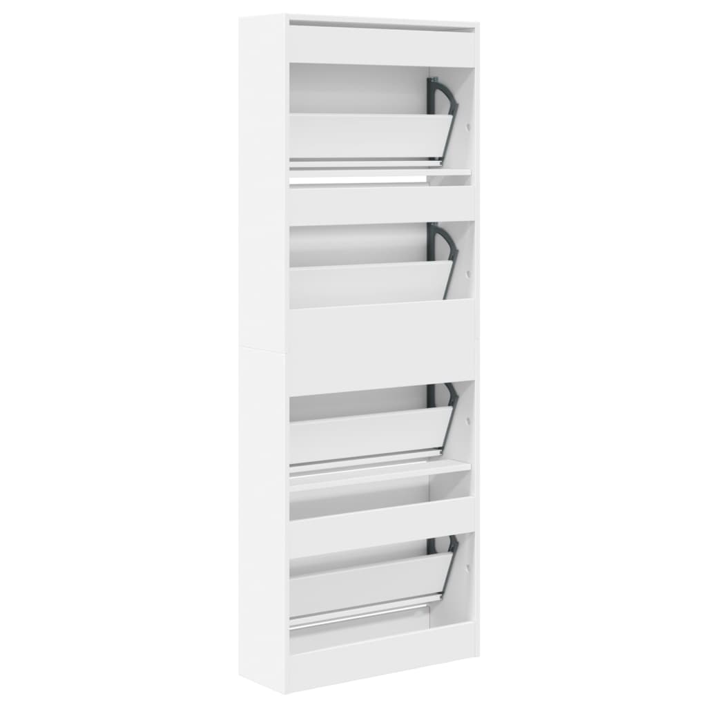 Scarpiera Bianca 60x21x163,5 cm in Legno Multistrato