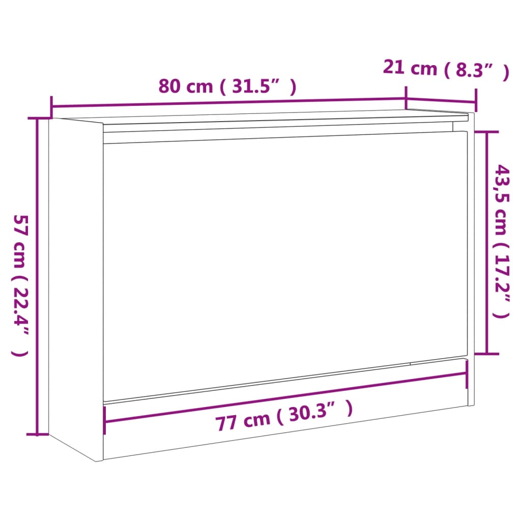 Scarpiera Grigio Sonoma 80x21x57 cm in Legno Multistrato