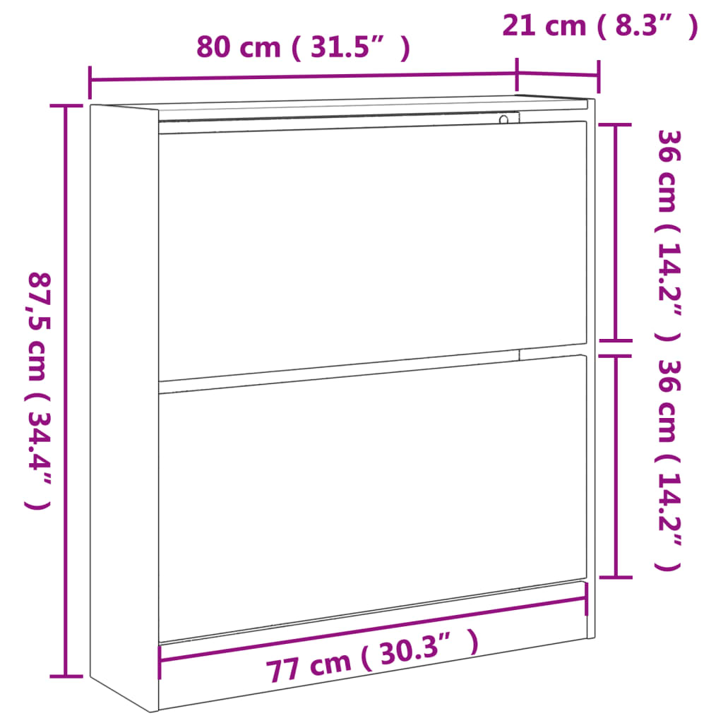 Scarpiera Rovere Sonoma 80x21x87,5 cm in Legno Multistrato