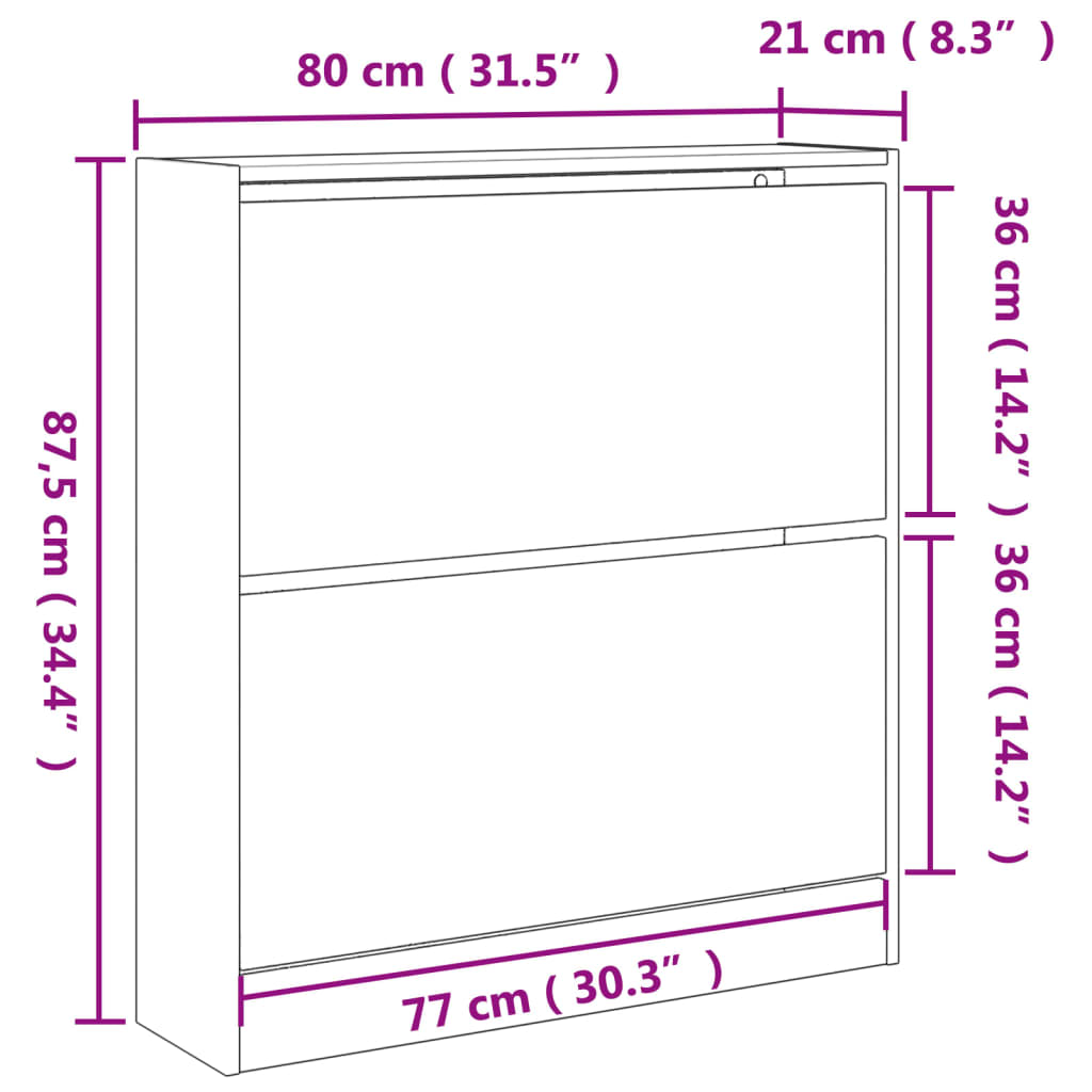 Scarpiera Grigio Cemento 80x21x87,5 cm in Legno Multistrato