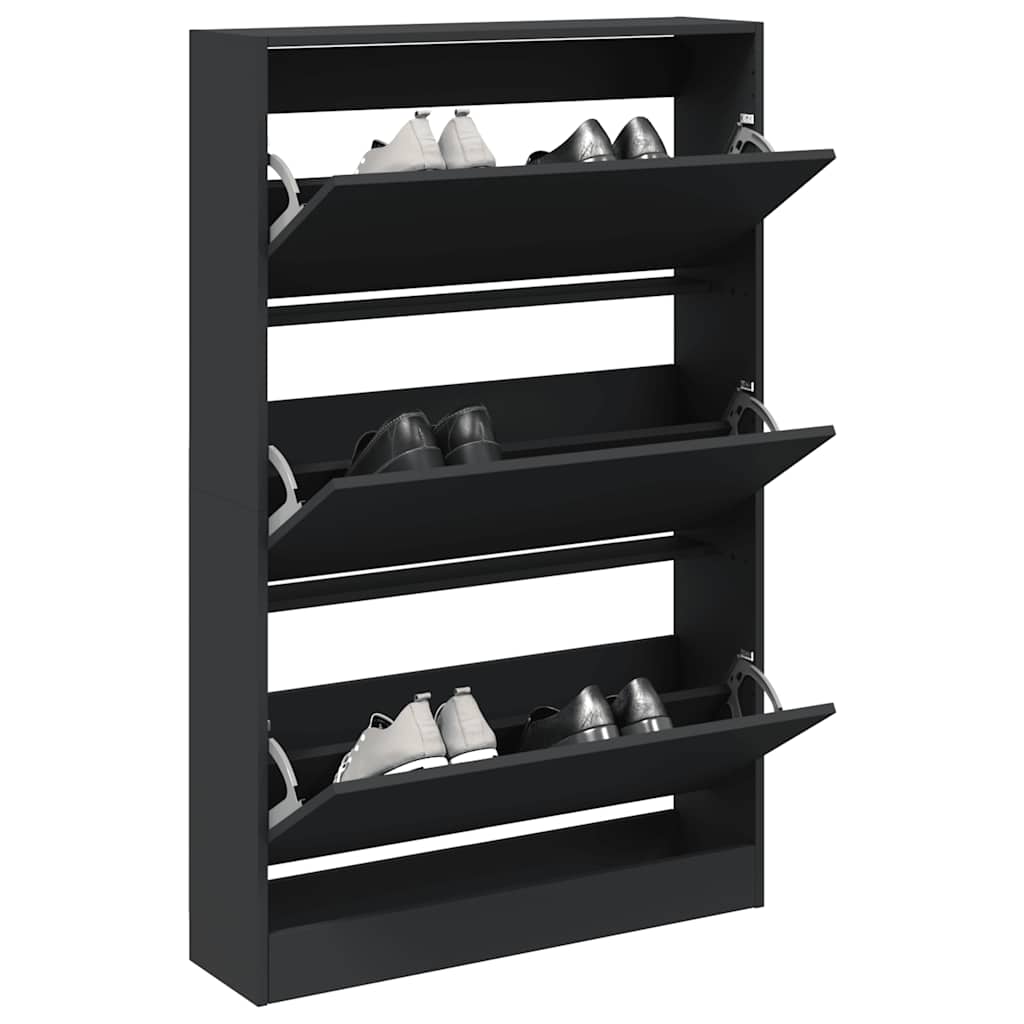 Scarpiera Nera 80x21x125,5 cm in Legno Multistrato