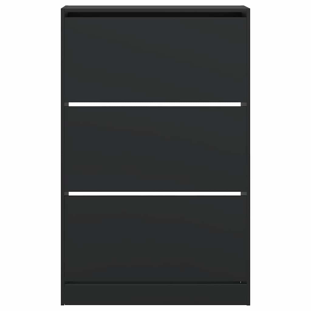 Scarpiera Nera 80x21x125,5 cm in Legno Multistrato