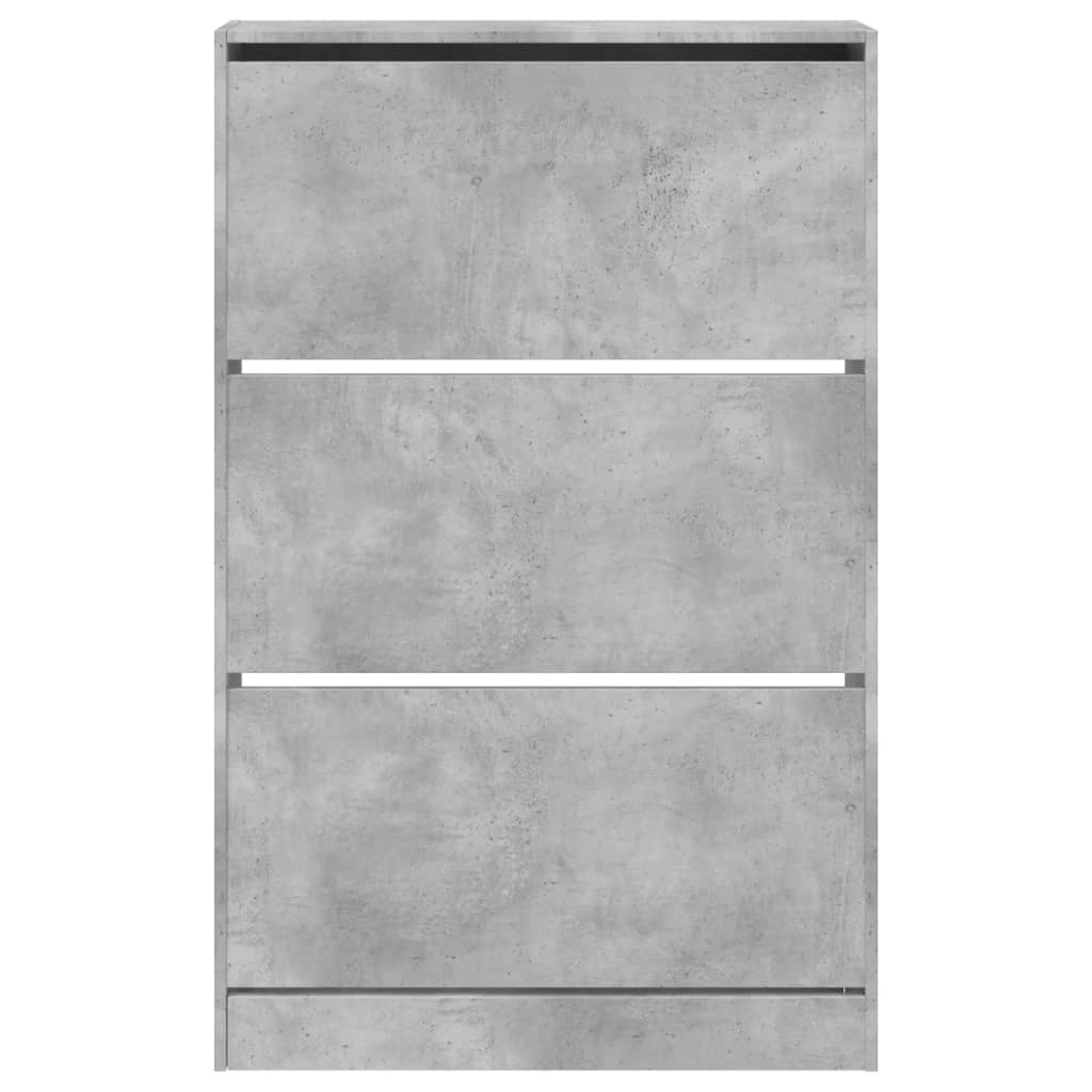 Scarpiera Grigio Cemento 80x21x125,5 cm in Legno Multistrato