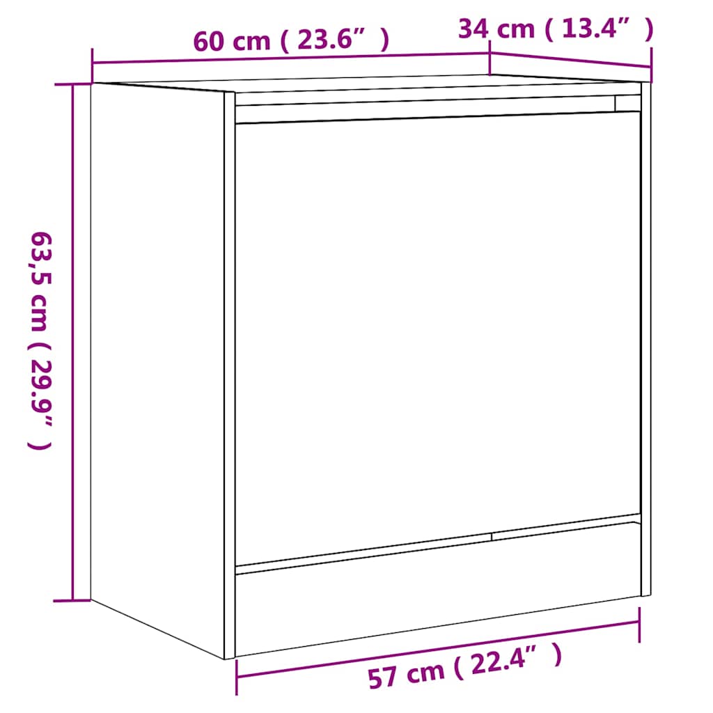 Scarpiera Nera 60x34x63,5 cm in Legno Multistrato