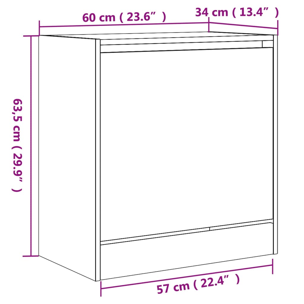 Scarpiera Grigio Cemento 60x34x63,5 cm in Legno Multistrato