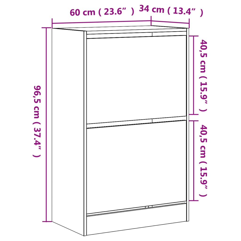 Scarpiera Rovere Sonoma 60x34x96,5 cm in Legno Multistrato