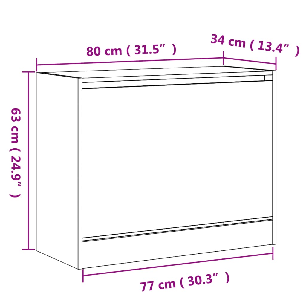 Scarpiera Bianca 80x34x63 cm in Legno Multistrato