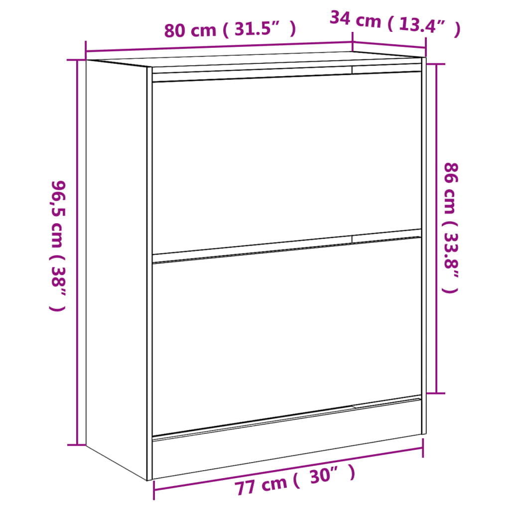 Scarpiera Bianca 80x34x96,5 cm in Legno Multistrato