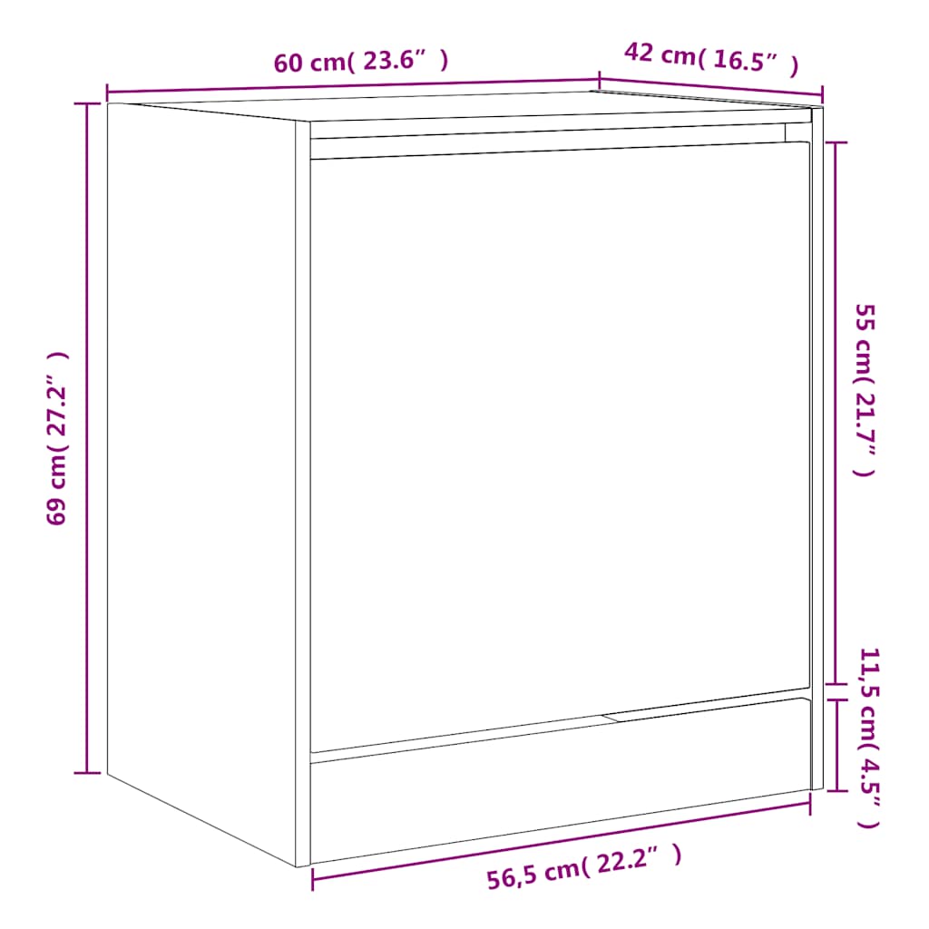 Scarpiera Nera 60x42x69 cm in Legno Multistrato