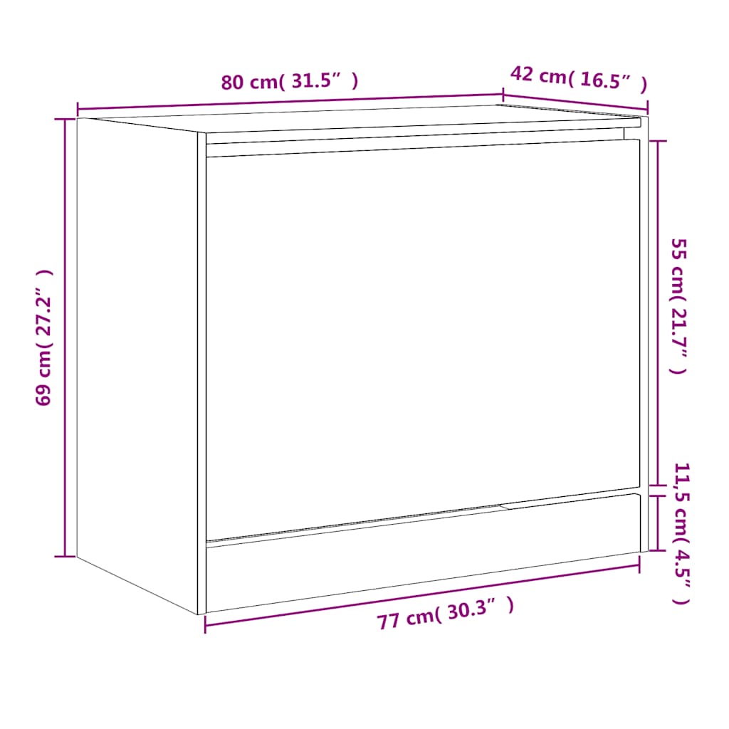 Scarpiera Nera 80x42x69 cm in Legno Multistrato